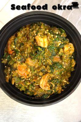 Okra soup with shrimp and assorted meats