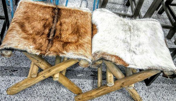 Interesting sighting: cowhide stools