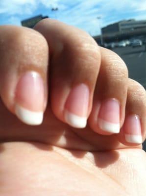 American manicure over natural nails