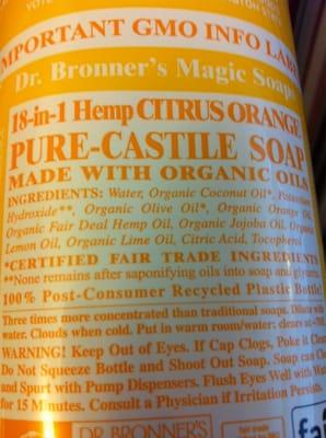 Dr. Bronner's Castile soap!