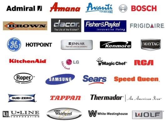 We repair all major appliance brands!