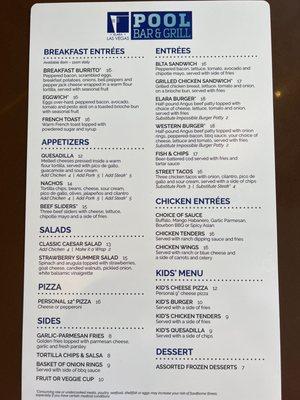 Front of menu