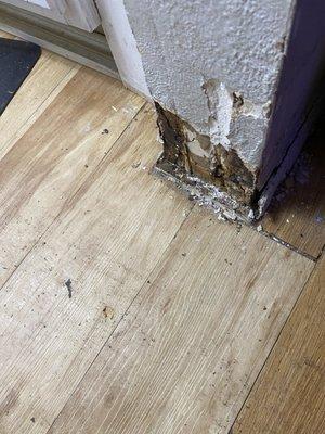 Wall that was damaged by repair person