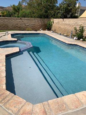 Finished plastered pool in pearl grey