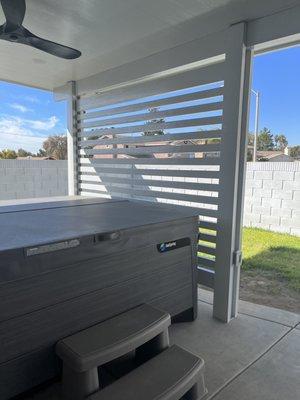 Patio cover with Lattice wall from inside