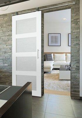 French (#C40) Glazed Barn door with frosted glass by Masonite