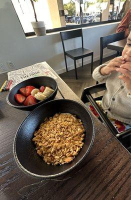 Kids menu - yogurt- granola and fruit bowl