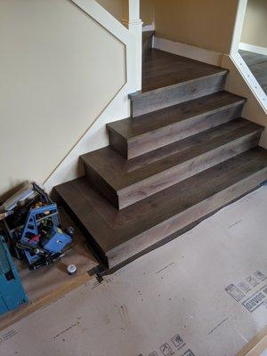 prefinished stairs made from flooring