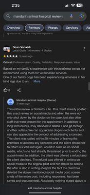 Customer review on google