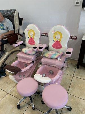 2 of 3 children pedicure chairs