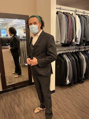 Suit rental try on/fitting. It fit like a glove!