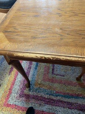 The table has lived through raising children and grandchildren. The top was worn but not as bad as the sides.