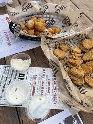 Fried pickles and hush puppies