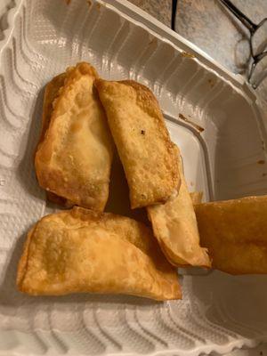 Barely filled crab Rangoons