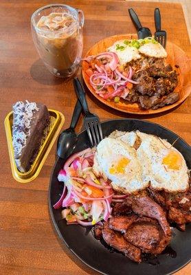 Ube cheesecake, tapsilog ,and tosilog