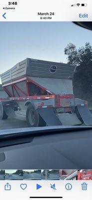 Dumping 100's of pounds of sand and Rock on the 91 west bound 03/24/2022. 6:15PM