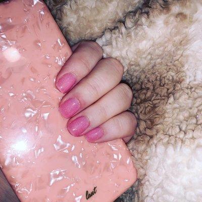 Pink dip nails