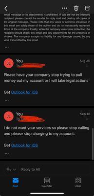 Email examples of the unprofessional acts of this employee of tax defense