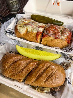 Firehouse Steak & Cheese (our favorite) & Firehouse Meatball (pretty good)