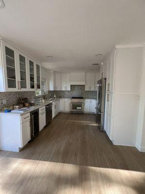 Remodeled kitchen with Thermador appliances. We installed the wood range hood over the vent.