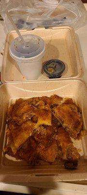 How "chicken nachos" arive Received burned to a crisp regular Nachos no chicken or toppings  2 kid size drinks @ 6.78