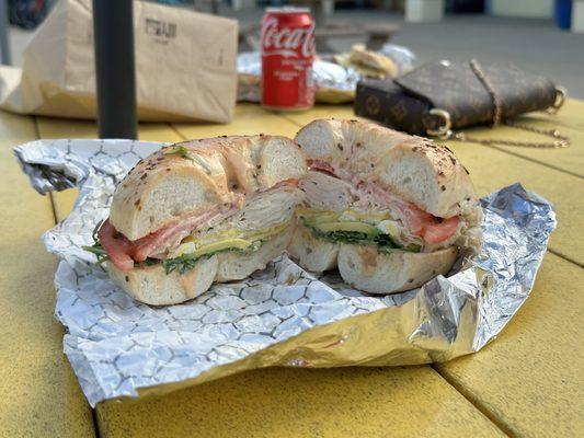 Turkey Bang Bang on an Onion bagel