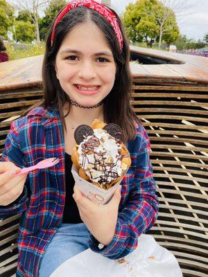 The Mickey ... Oreo gelato in a freshly made bubble waffle