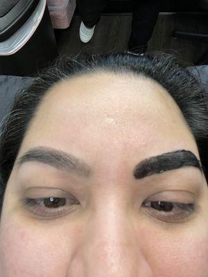 After & during eyebrow tint