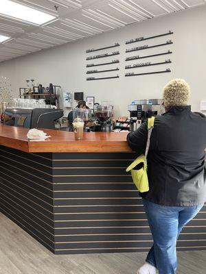 Side view of front counter