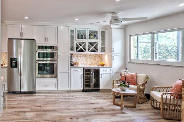 Kitchen remodel with bar area.