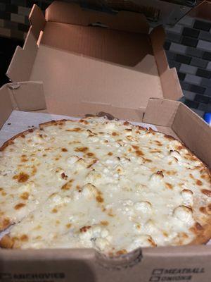 White pizza on gluten free crust