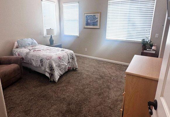 Each resident gets their own spacious bedroom to make them feel like home.