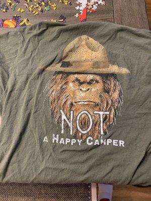 Sasquatch not happy   Note toSelf : Must leave campsites cleaner than you actually found them!