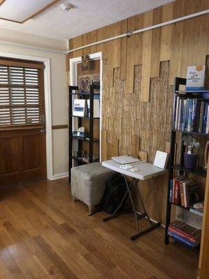 This beautiful wooden wall that Austin and his Dad created set a perfect tone for the room.