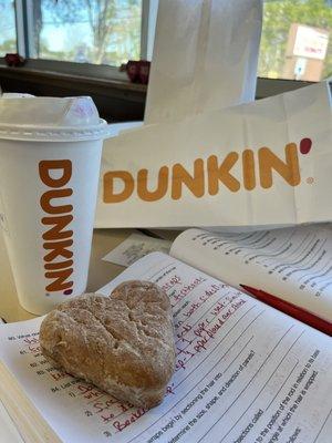 Heart Shaped Apple Filled Donut with Brown Butter Toffee Latte