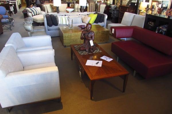 Club Chair Cream - $249
 Vintage Baker Coctail Table - $499
 Herald Statue Thailand - $1250
 COR One Arm Chaise Red Leather - $499