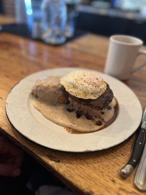 Antelope sausage biscuits and gravy