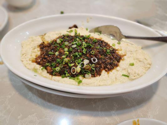 Steamed Eggs, Tofu with Ground Pork and Sprouts