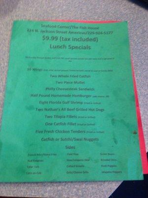 Today's Daily Specials... I order grilled Catfish, hush puppies and cheese grits....