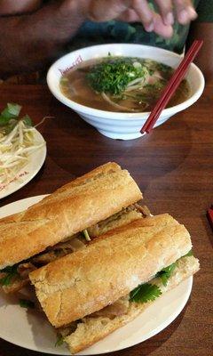 Pork belly banh mi and large pho