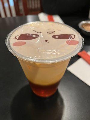 Thai Iced Tea! I saw other people drinking this and had to check it out. It's a creamy orange color when you shake it up. Yum!!