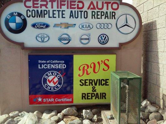 Certified Auto Complete Auto Repair. We can work on any make and model vehicles.