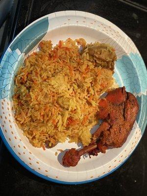 Chicken Biryani and chicken Tandoori Chicken