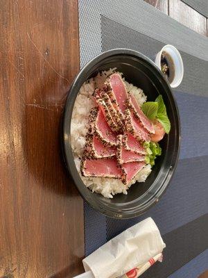 Pepper Seared Tuna Rice Bowl, very good