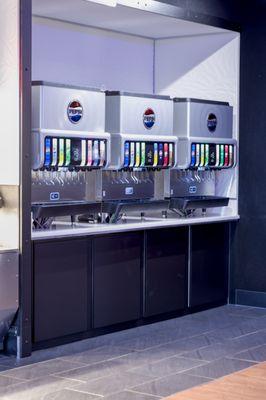 Self serve fountain drinks with free refills