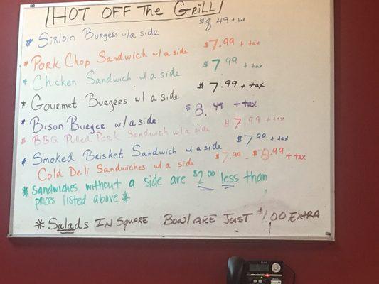 Lunch specials from the grill.