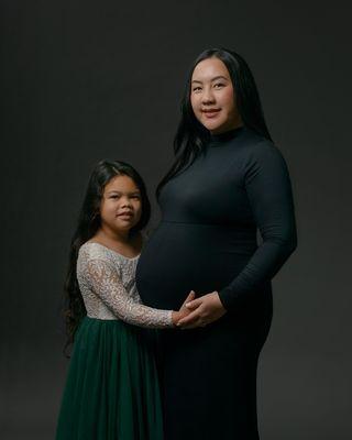 Maternity Studio Photo Session.  Mother Daughter session.