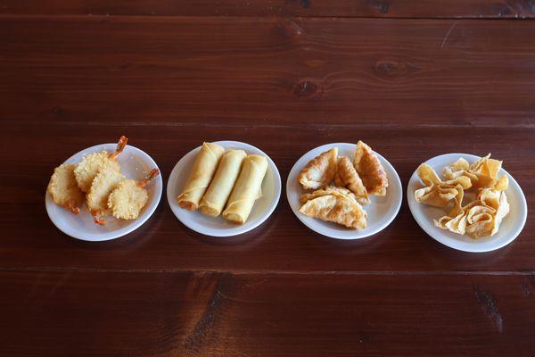 Appetizers!  
Fried shrimp, 
Egg rolls, 
Pot stockers, 
Cream Cheese Wontons

Come visit or call in your order:
801-775-0926