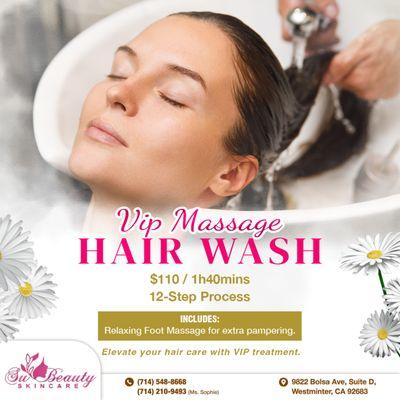 As a modern lady, taking care of yourself is a must!
Enjoy our VIP Massage Hair Wash service!