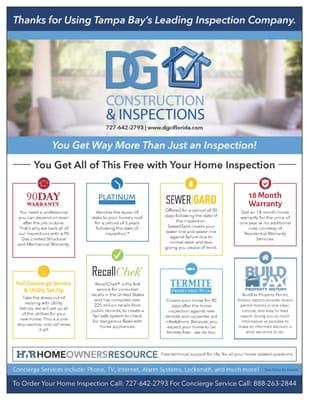 No other inspection company in the area can match our additional warranties that come standard with all of our building inspections.